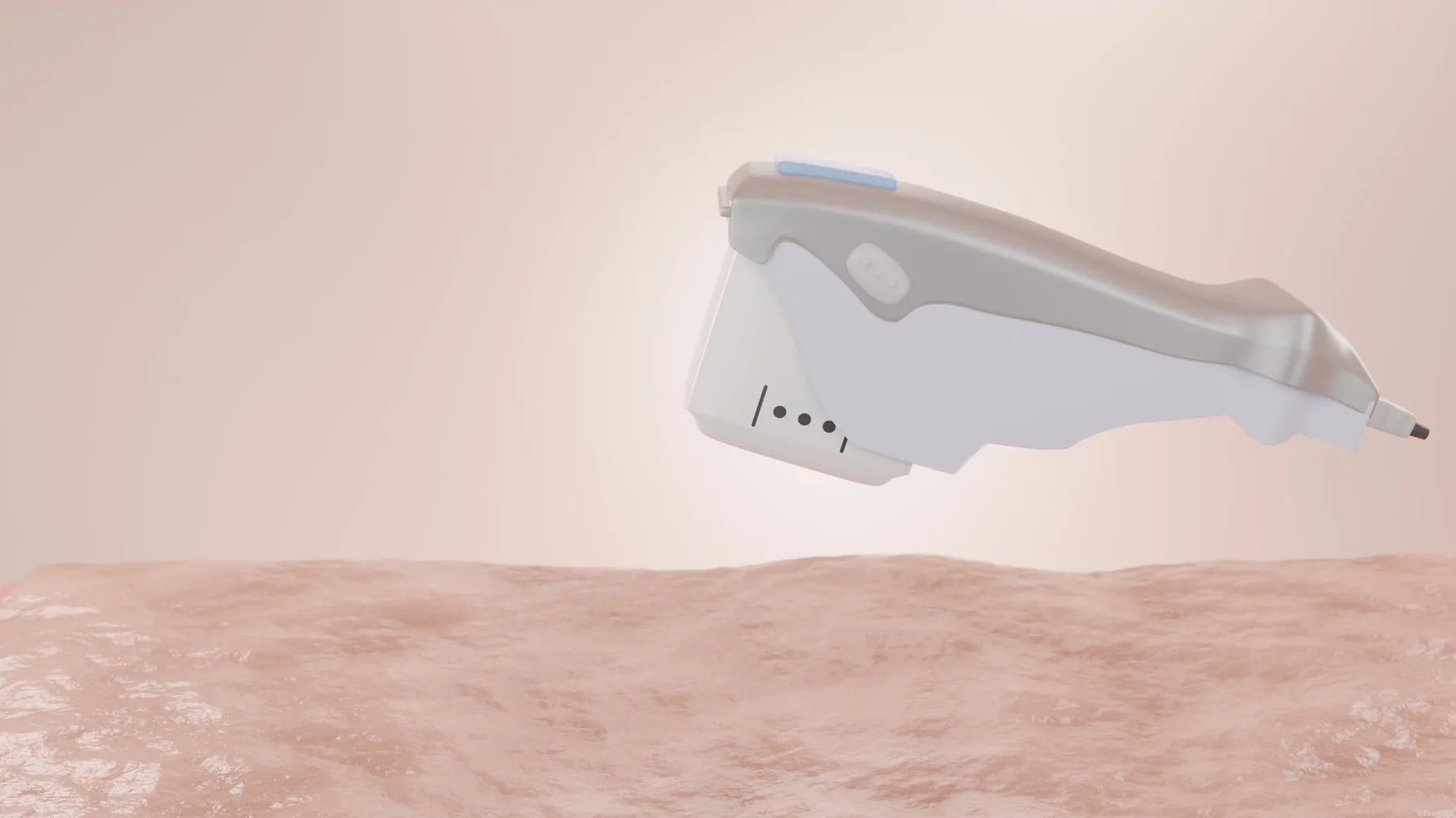 Ultrasonic cavitation handpiece on the skin