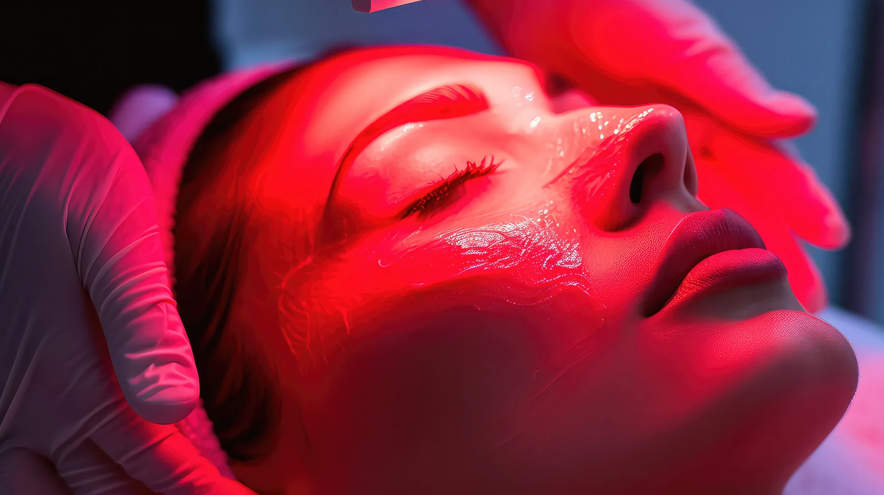 Red LED light therapy facial